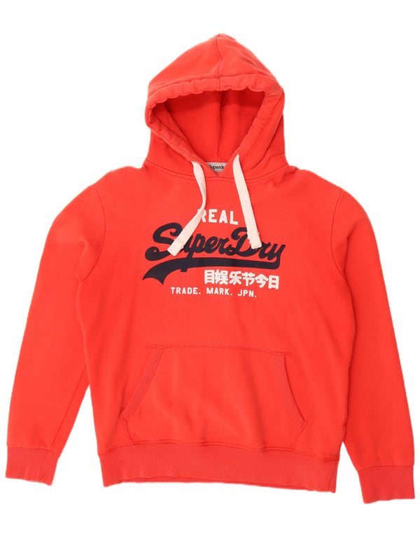 Maglione con cappuccio grafico da uomo SUPERDRY XL in cotone rosso