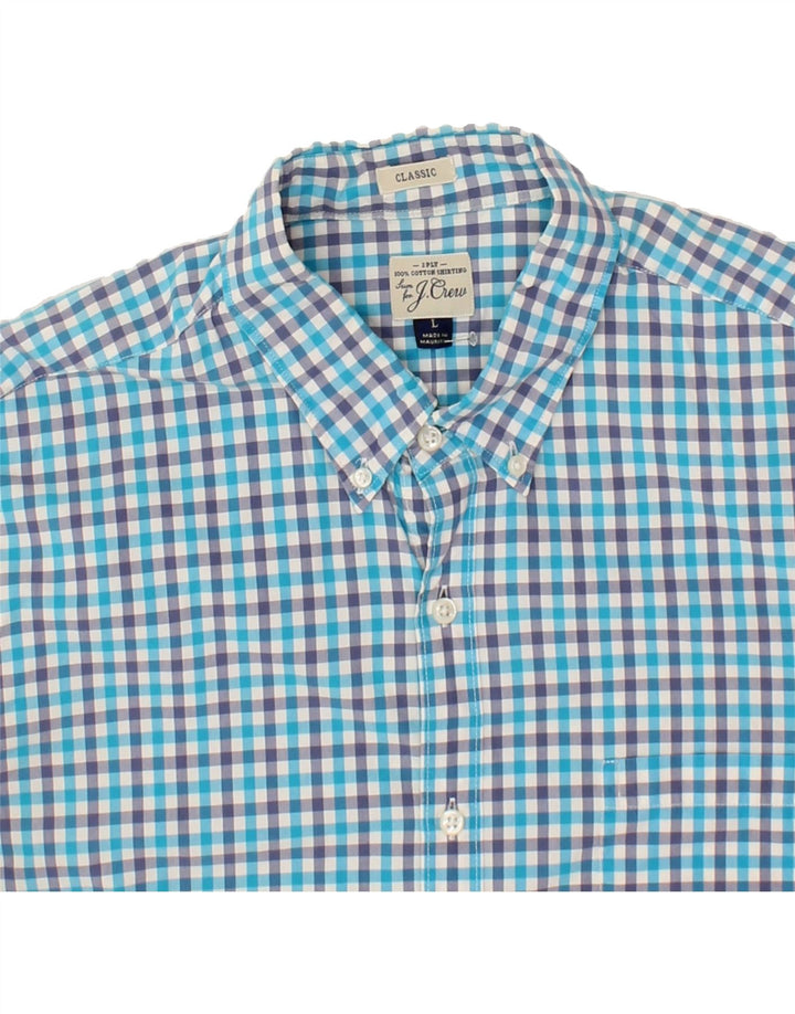 J. CREW Mens Classic Fit Shirt Large Blue Check Cotton Vintage J. Crew and Second-Hand J. Crew from Messina Hembry 