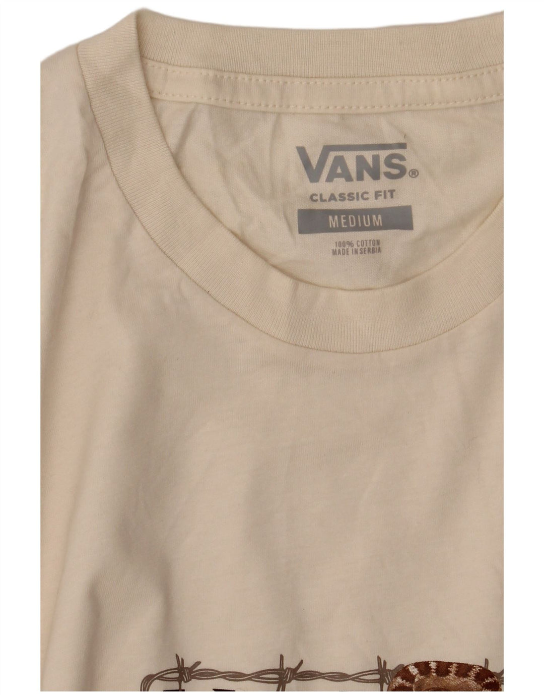 T-shirt grafica da uomo con vestibilità classica di Vans, cotone bianco sporco medio