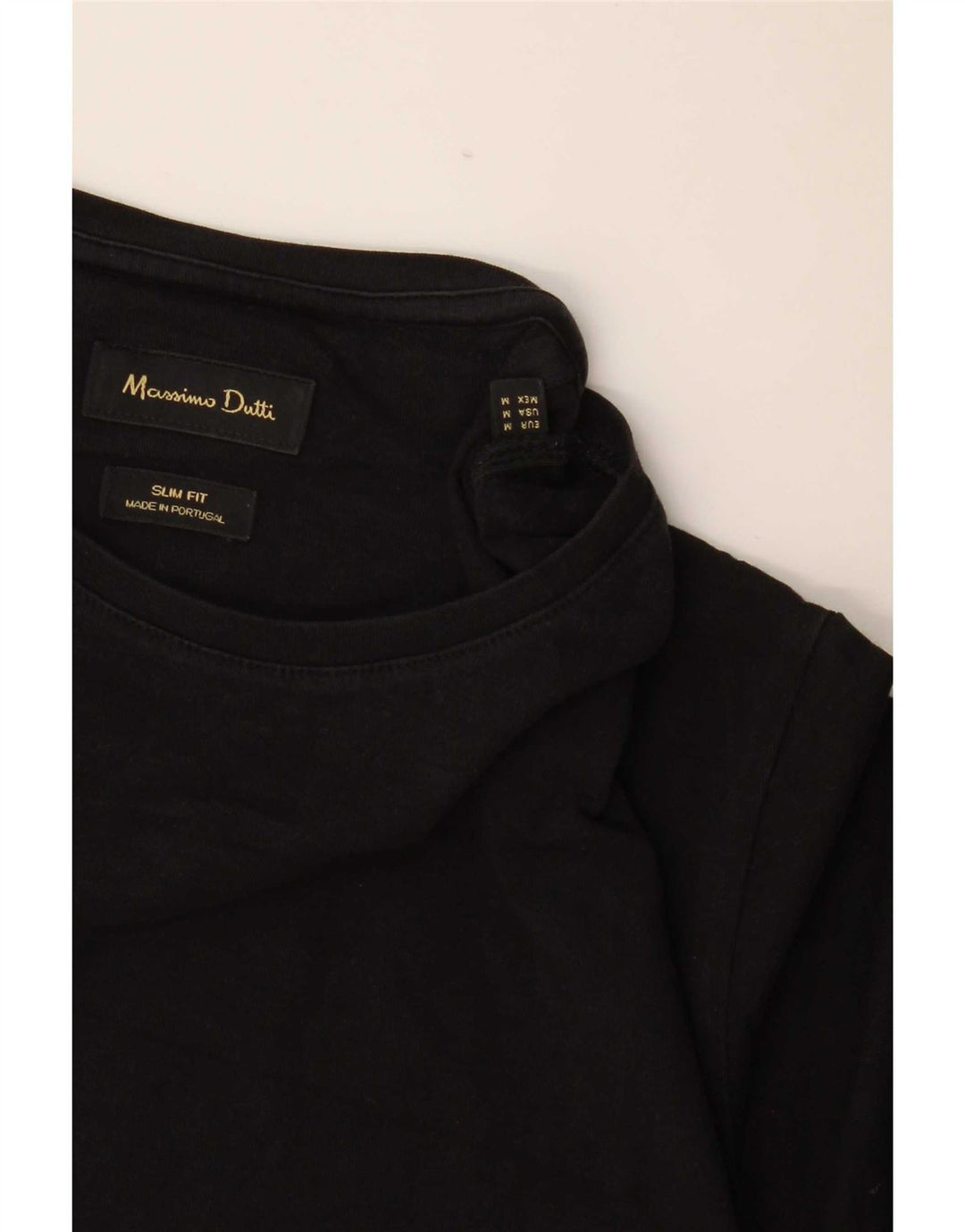 T-shirt da uomo slim fit a maniche corte Massimo Dutti, colore nero medio