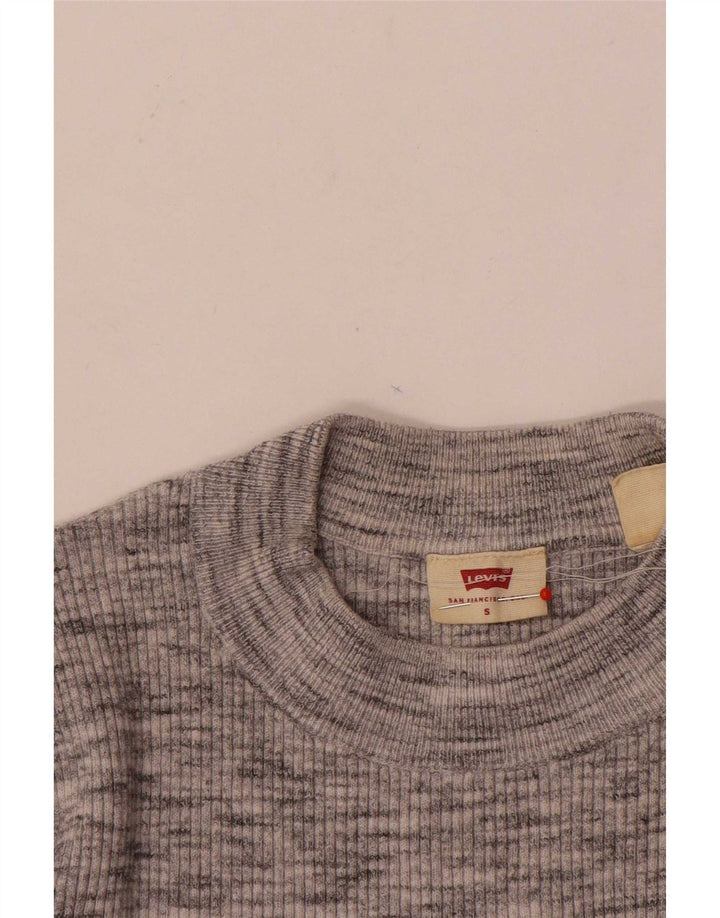 Maglione maglione a collo alto da donna Levi's UK 8 piccolo grigio screziato