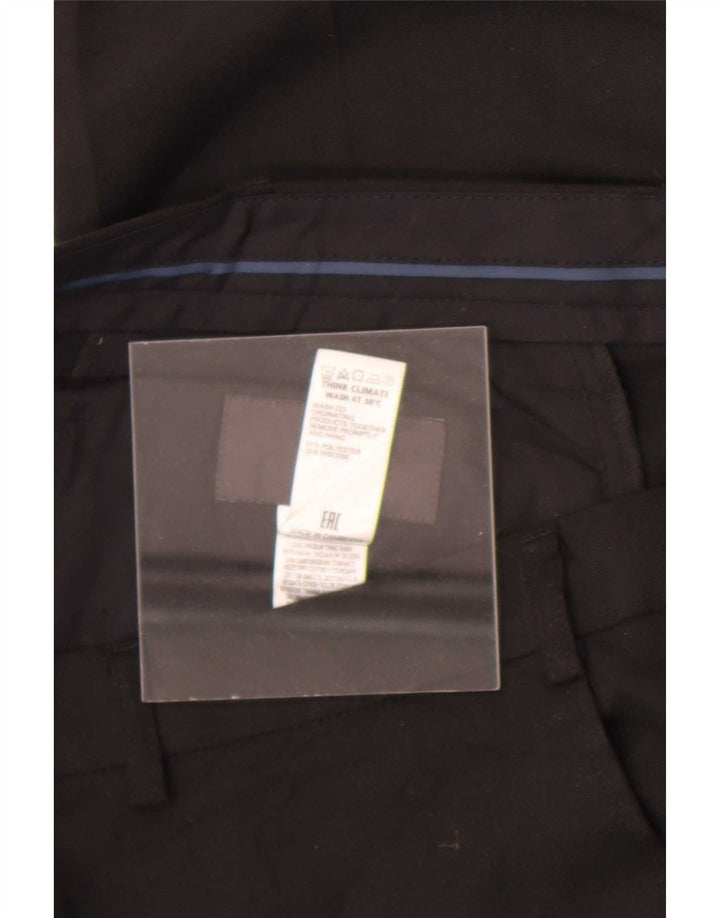 Pantaloni da abito dritti da uomo Marks & Spencer W36 L29 poliestere nero