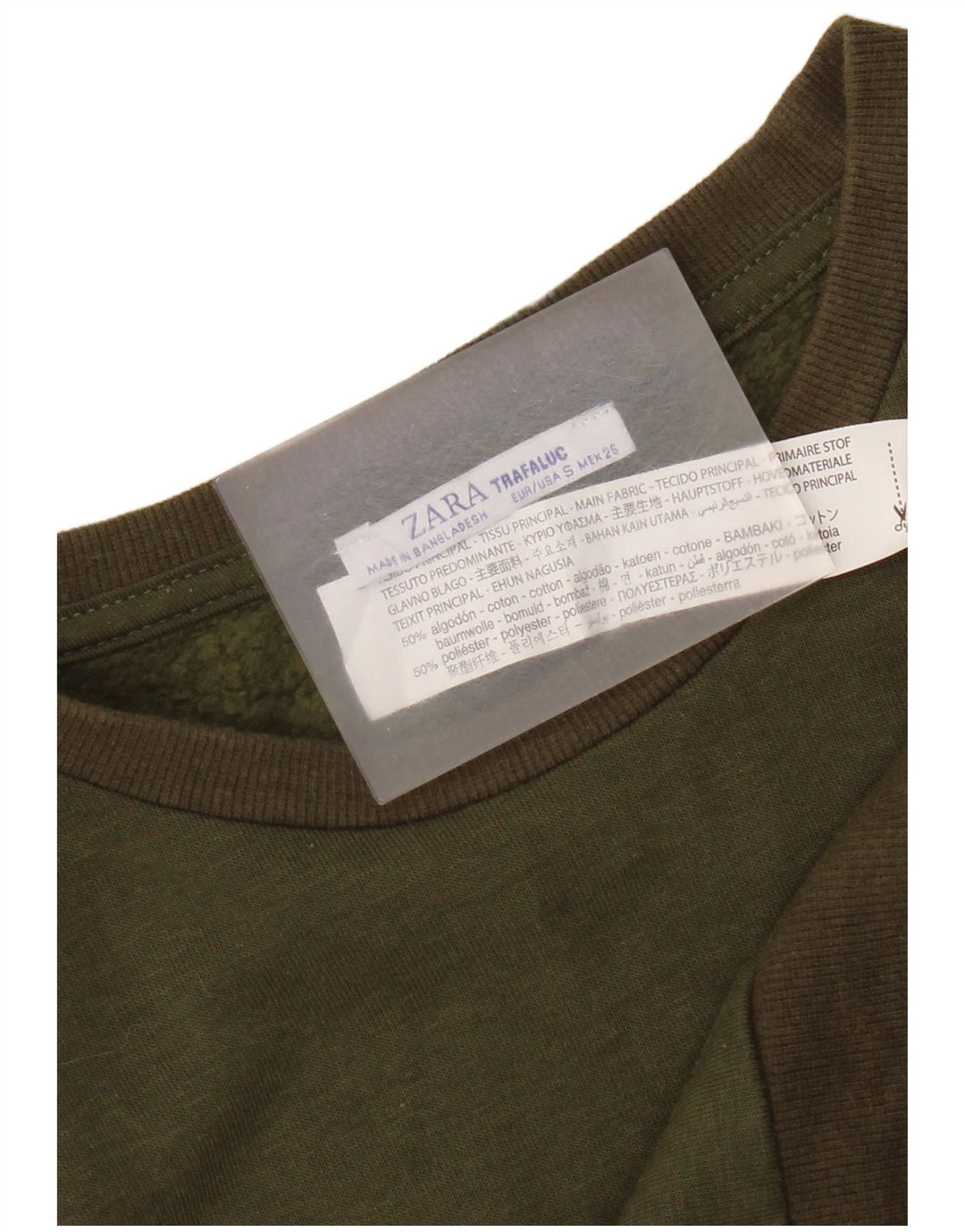 Felpa oversize da donna Zara, maglione UK 10, piccolo cotone kaki