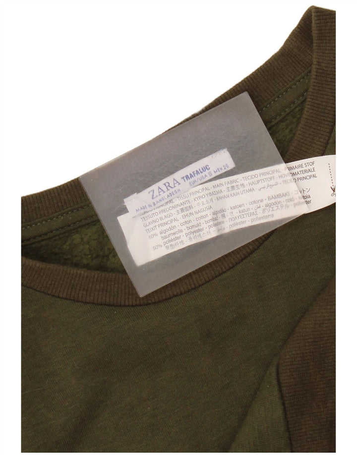 Felpa oversize da donna Zara, maglione UK 10, piccolo cotone kaki