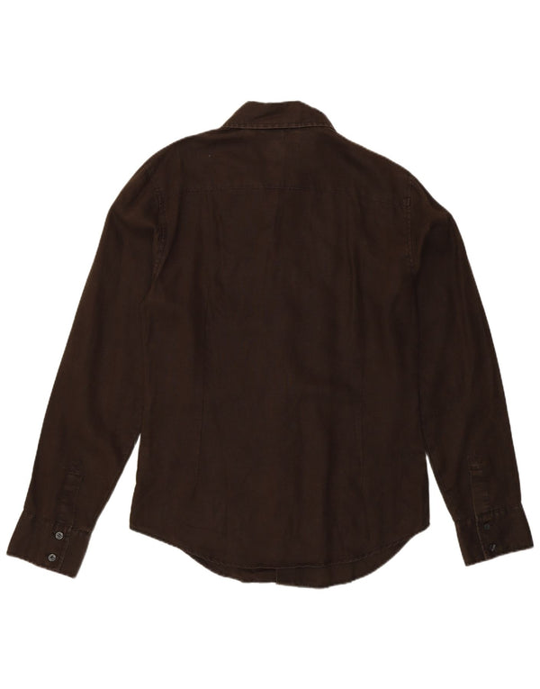 Camicia da uomo Calvin Klein Jeans in lino marrone medio