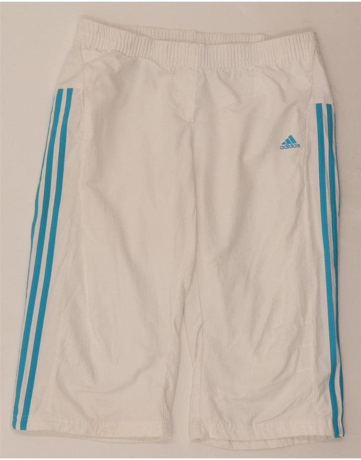 Pantaloncini sportivi Adidas da donna Bermuda UK 14 poliestere bianco medio