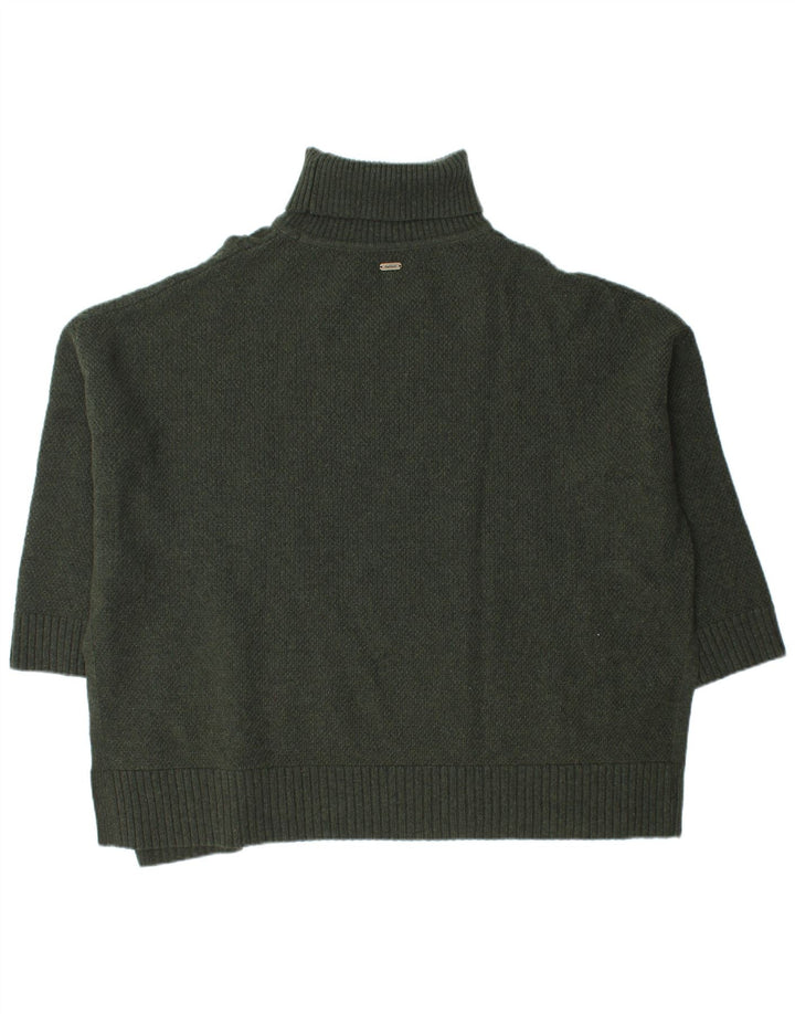 Barbour Donna Burne Cape Dolcevita Maglione Maglione UK 14 Lana Verde Medio