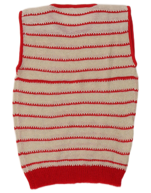 Canotta vintage da donna, canotta UK 8, piccola, a righe bianco sporco