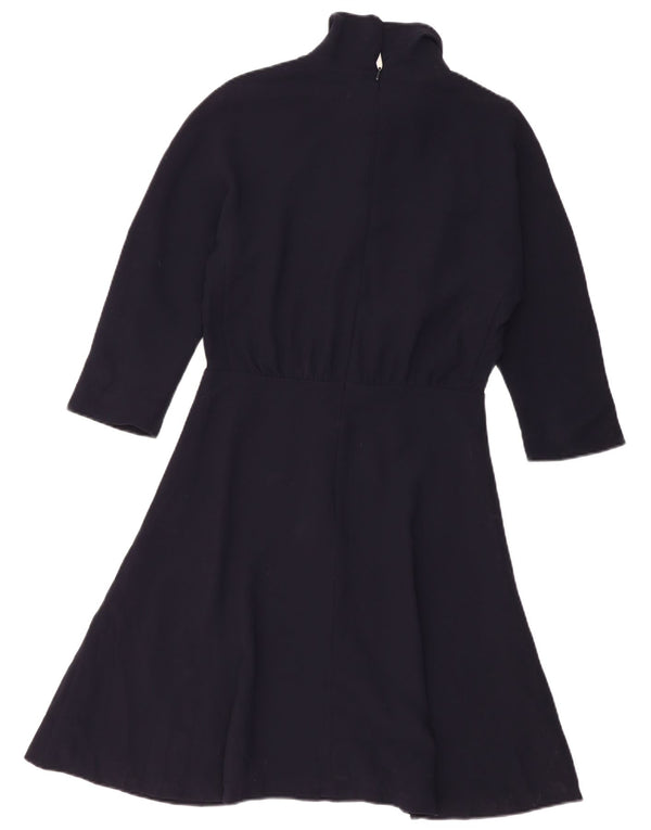 Abito da donna a trapezio con maniche a 3/4 Jigsaw UK 12 Poliestere blu navy medio