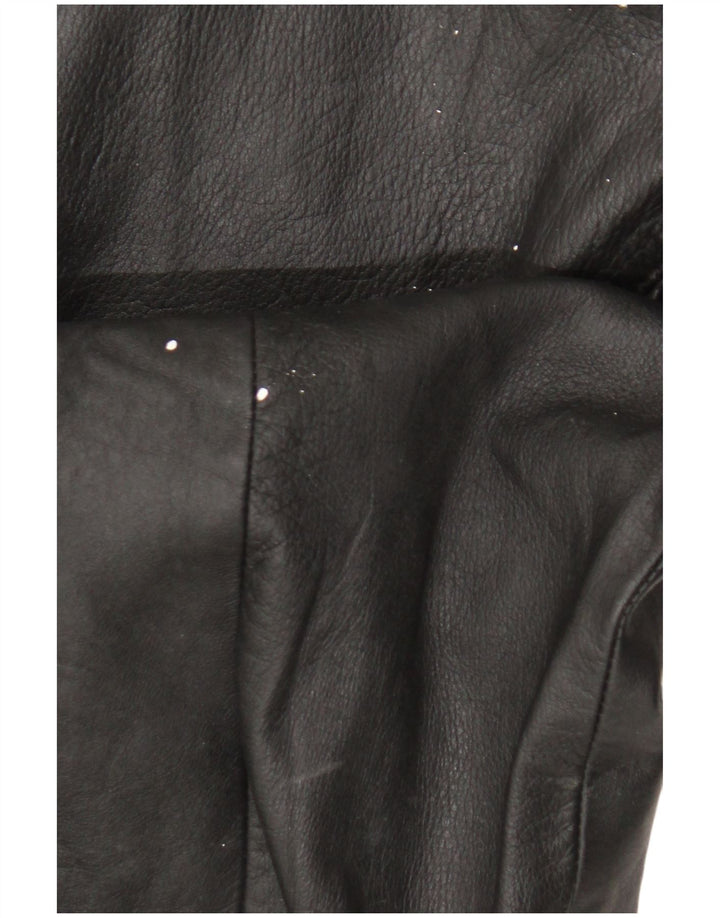Cappotto in pelle vintage da donna UK 14 grande nero