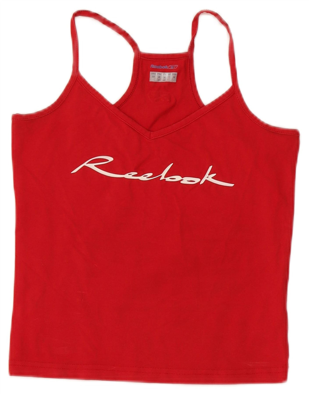 Reebok Donna Graphic Crop Cami Top UK 12 Medio Rosso Cotone