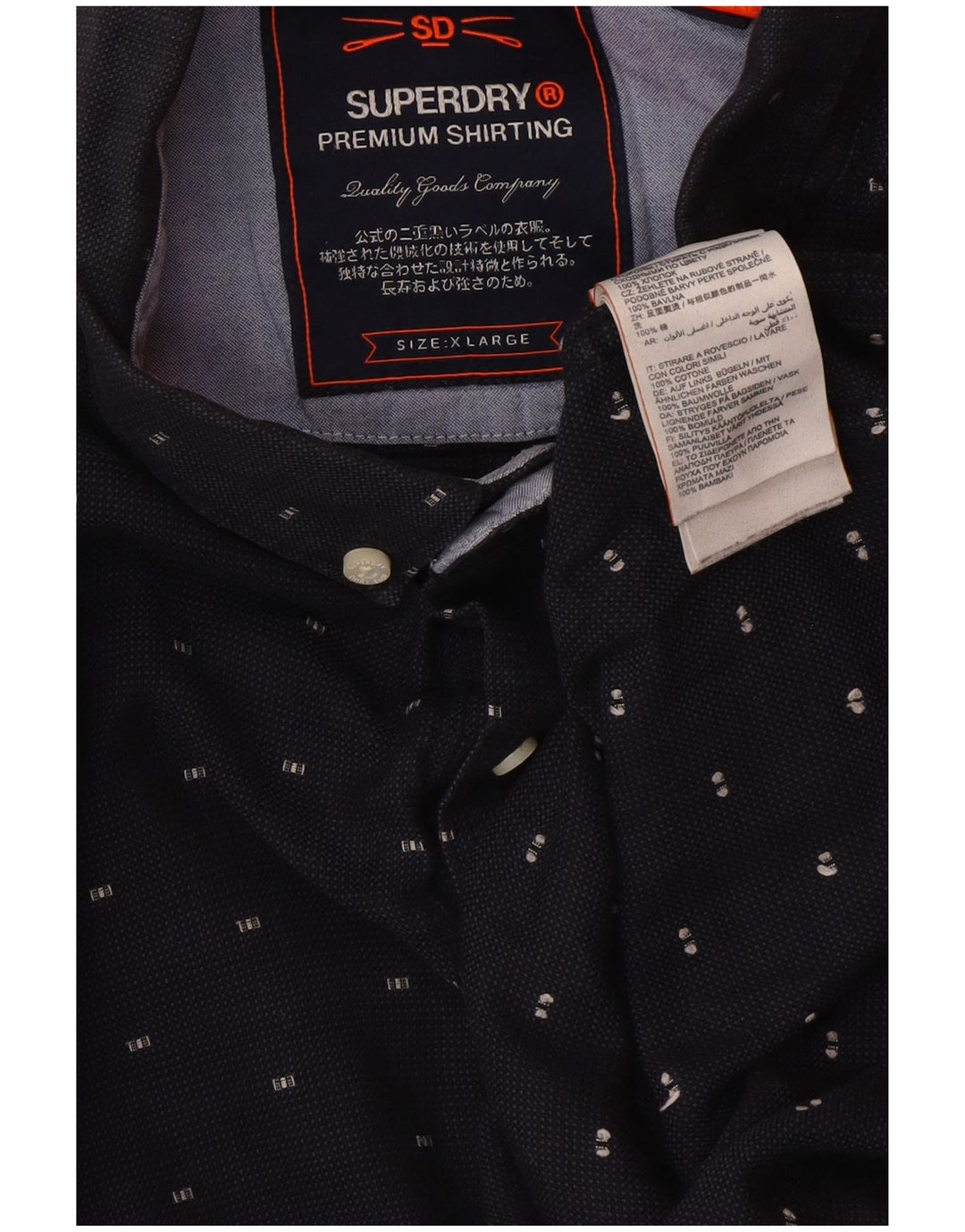 Camicia da uomo Regular Fit SUPERDRY XL in cotone maculato blu navy