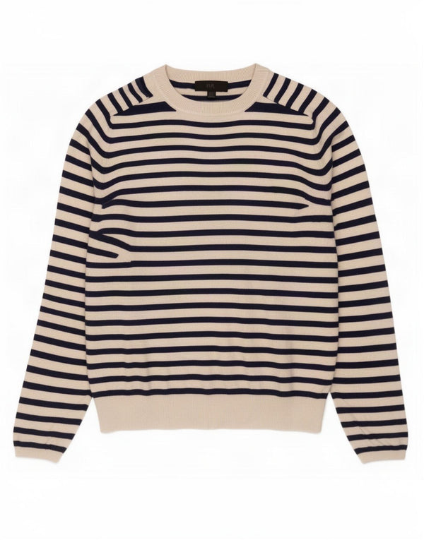 Maglione girocollo da donna Zara UK 14 Viscosa a righe bianche grandi