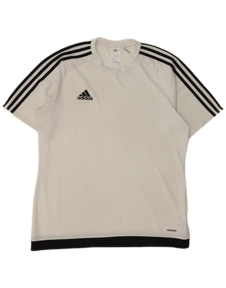 T-shirt Adidas Climalite da uomo, grande, in poliestere color block bianco