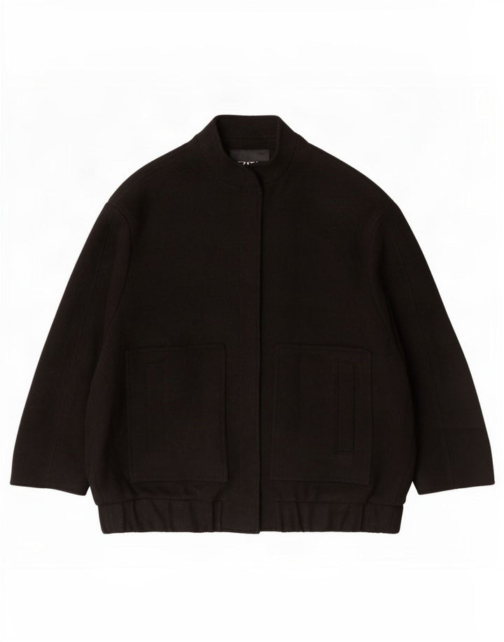 Giubbotto bomber oversize da donna Zara UK 10 piccolo in lana nera