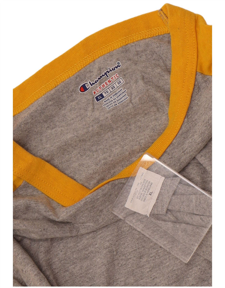 CHAMPION Top da uomo a maniche lunghe XL in cotone color block grigio
