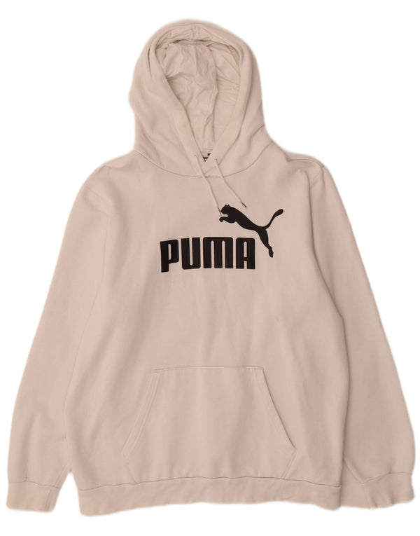 Felpa con cappuccio grafica da uomo Puma Large in cotone bianco