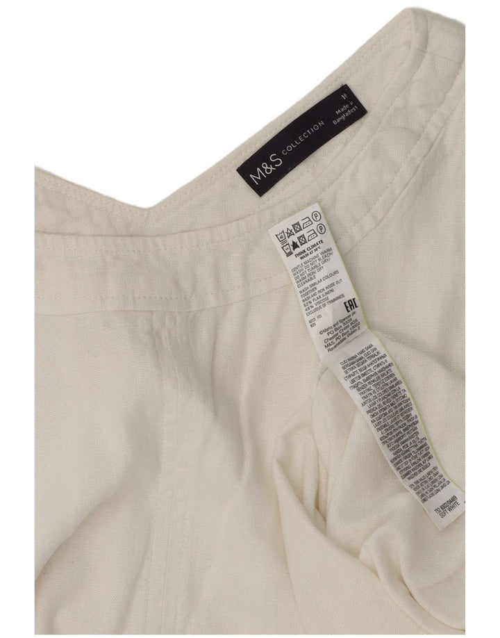Abito lungo senza maniche da donna Marks & Spencer UK 10 piccolo lino bianco