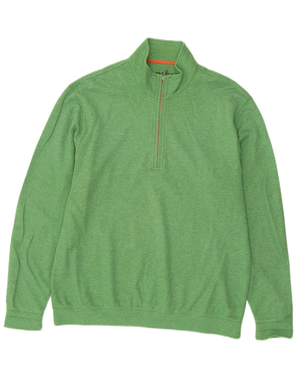 Maglione da uomo con zip e collo Orvis in cotone verde medio