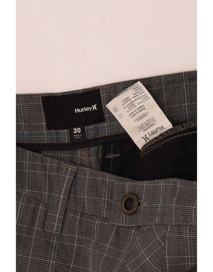 Pantaloncini cargo Hurley da uomo medi W30 in poliestere a quadri grigi