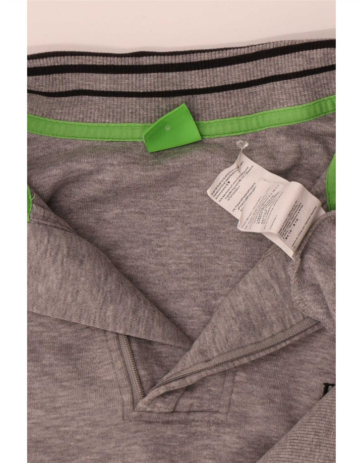 Felpa da uomo con collo con zip Hugo Boss, maglione piccolo in cotone chiazzato grigio