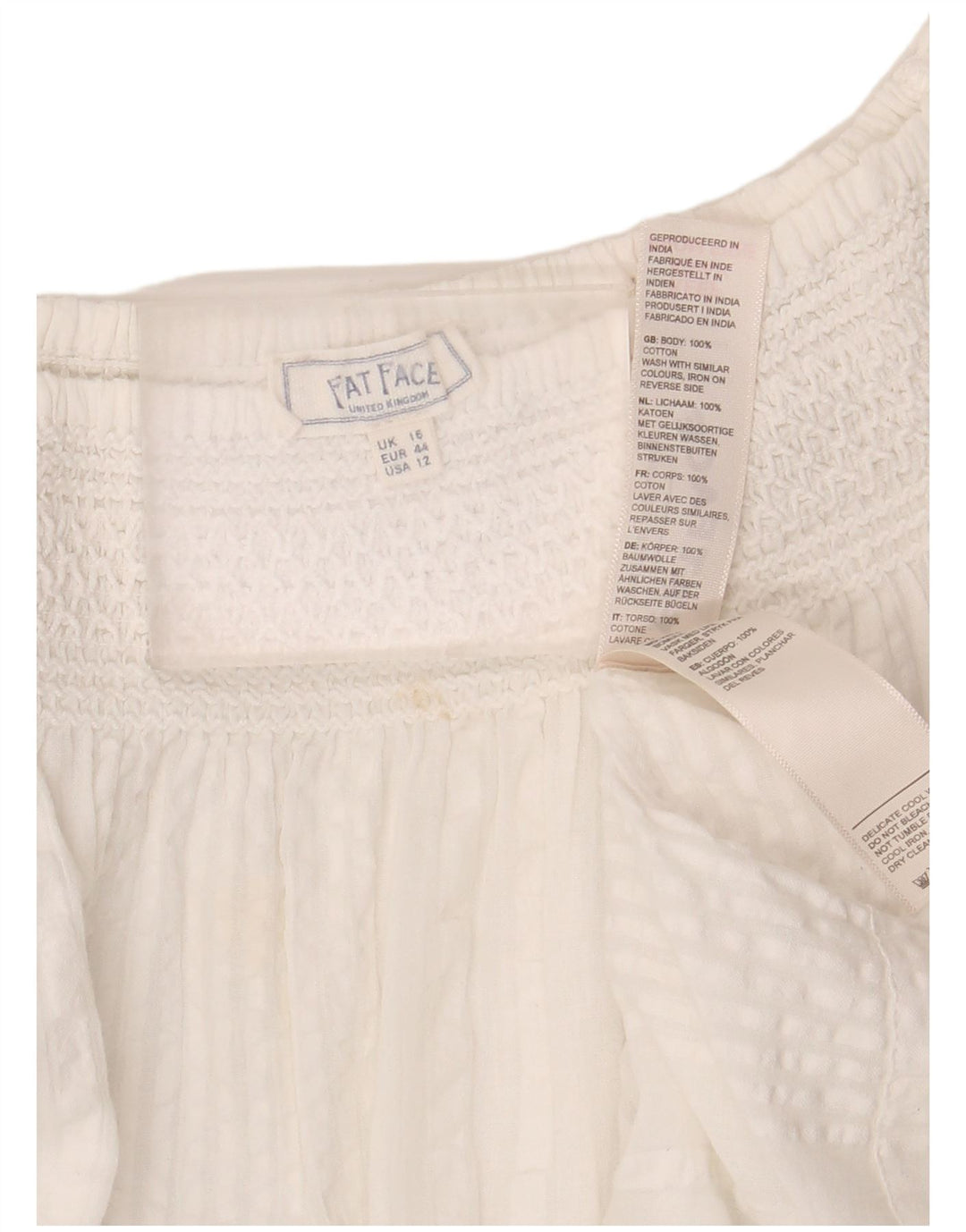 Camicetta oversize da donna con maniche a 3/4 Fat Face Top UK 16 Grande cotone bianco