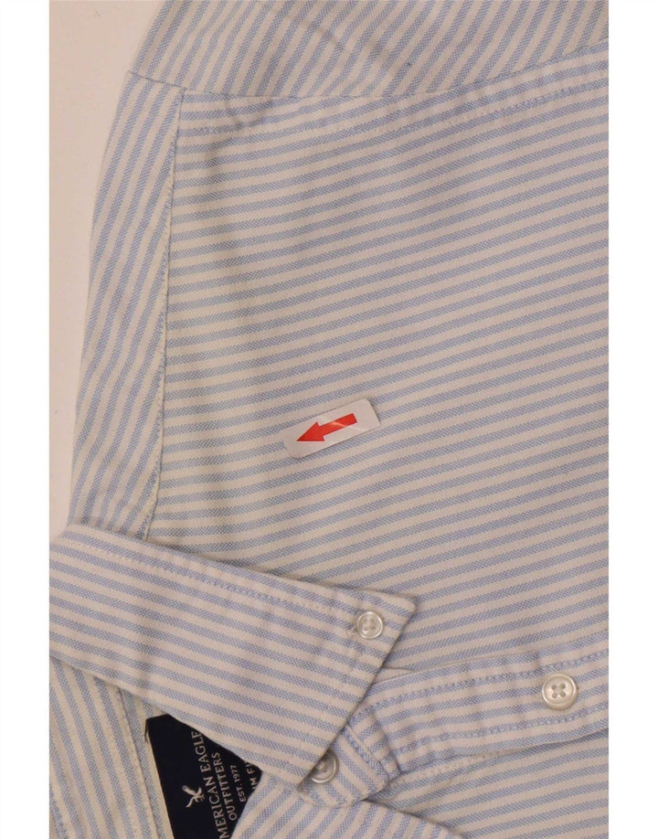 Camicia da uomo slim fit American Eagle piccola in cotone a righe blu