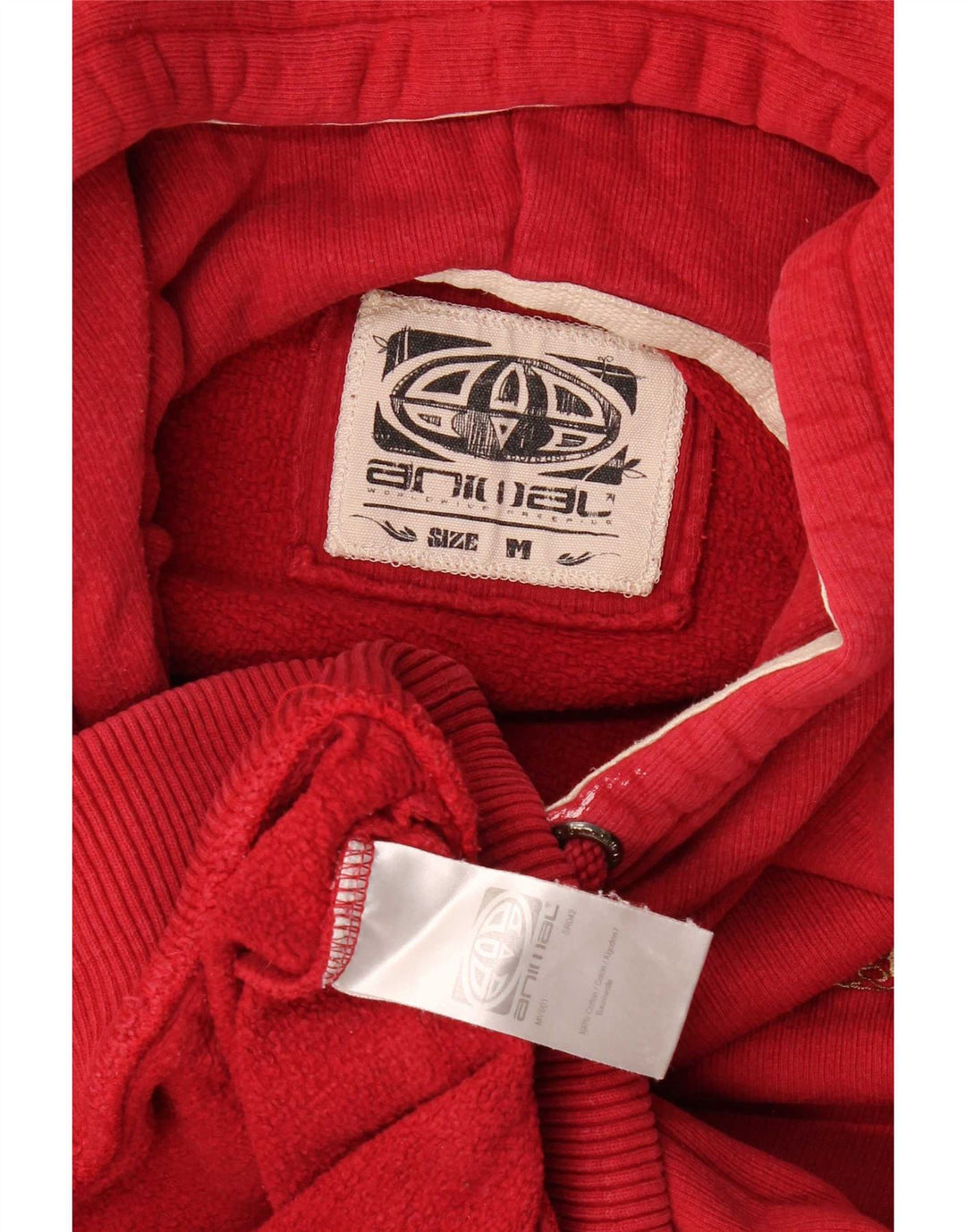 Maglione con cappuccio da uomo Animal in cotone rosso medio