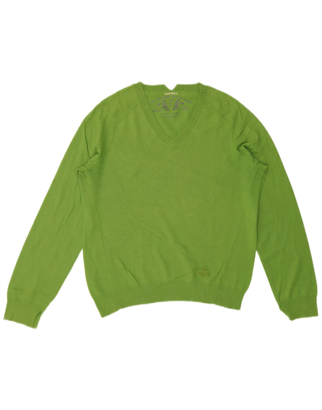 Maglione da uomo Diesel con scollo a V, grande cotone verde