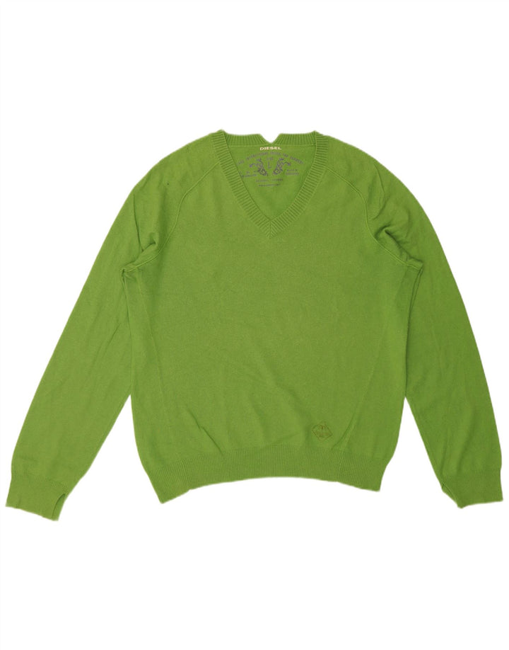 Maglione da uomo Diesel con scollo a V, grande cotone verde