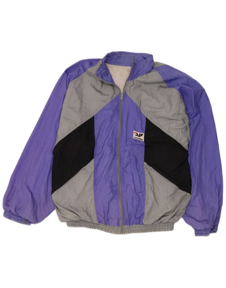 Tuta intera vintage da uomo grande viola color block in poliammide