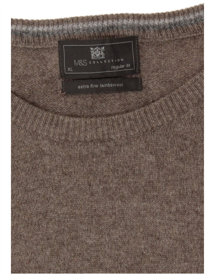 Maglione maglione girocollo da uomo Marks & Spencer XL in lana d'agnello grigia