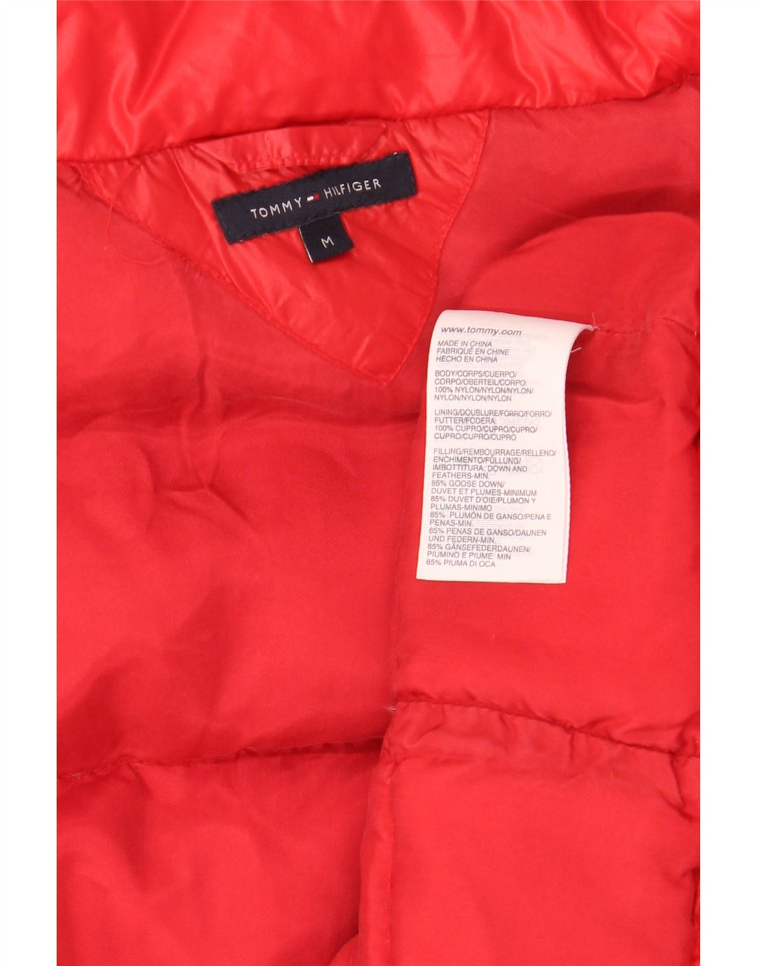 Giacca imbottita da donna Tommy Hilfiger UK 14 nylon rosso medio