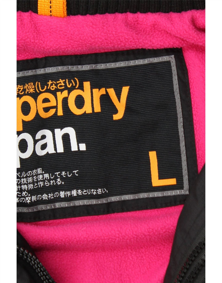 Giacca a vento con cappuccio da donna Superdry UK 14 grande nylon nero