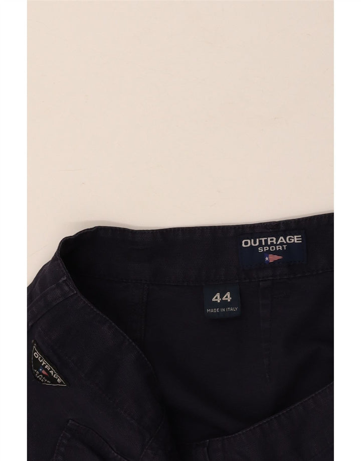 Gonna mini avvolgente da donna VINTAGE IT 44 media W28 cotone blu navy