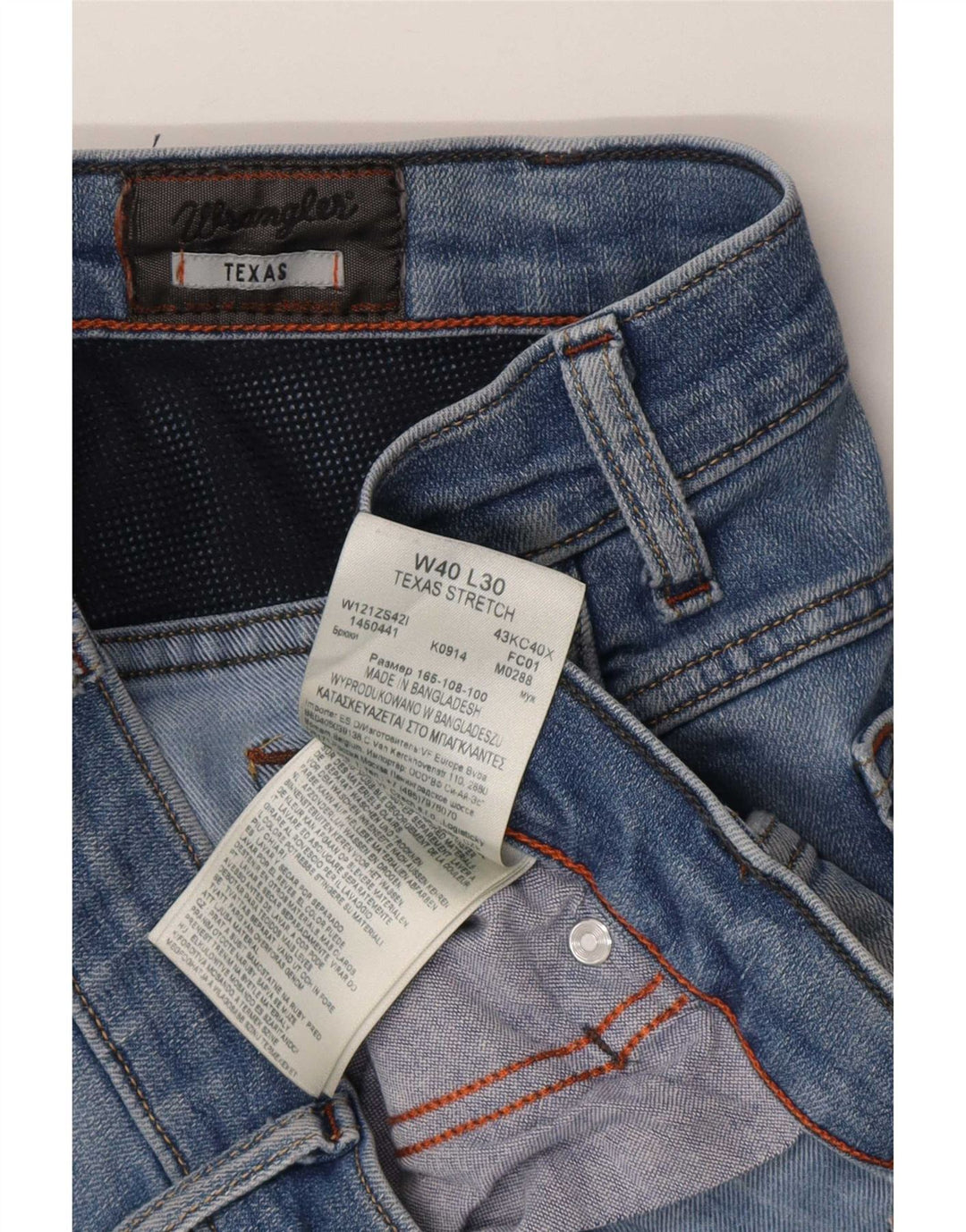 Jeans dritti elasticizzati Texas da uomo Wrangler W40 L30 cotone blu