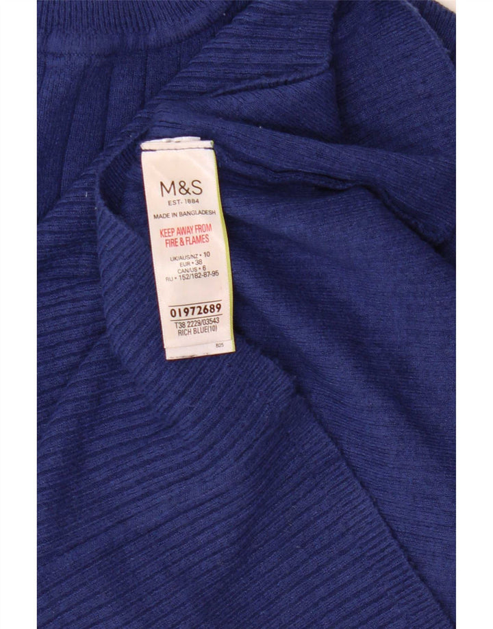 Maglione maglione a collo alto da donna Marks & Spencer UK 10 piccolo in viscosa blu