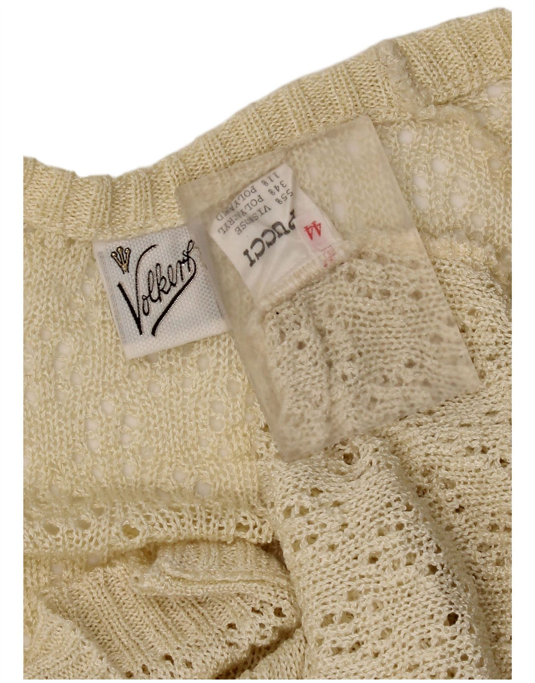Maglione cardigan vintage da donna con maniche a 3/4 IT 44 Viscosa beige medio