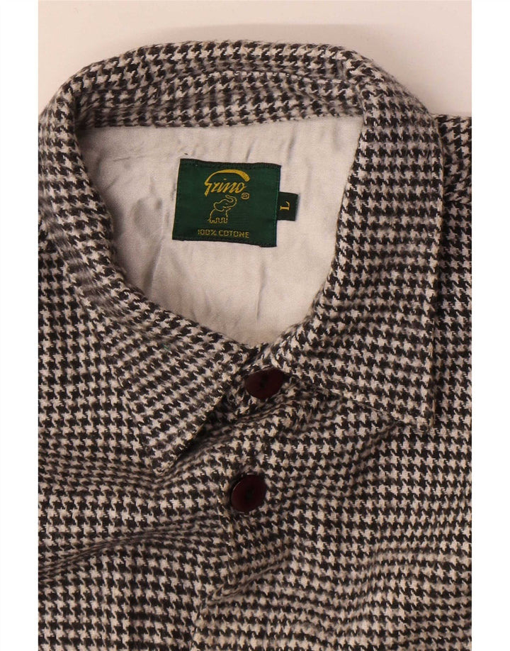 Camicia vintage da uomo in flanella grande cotone pied de poule nero