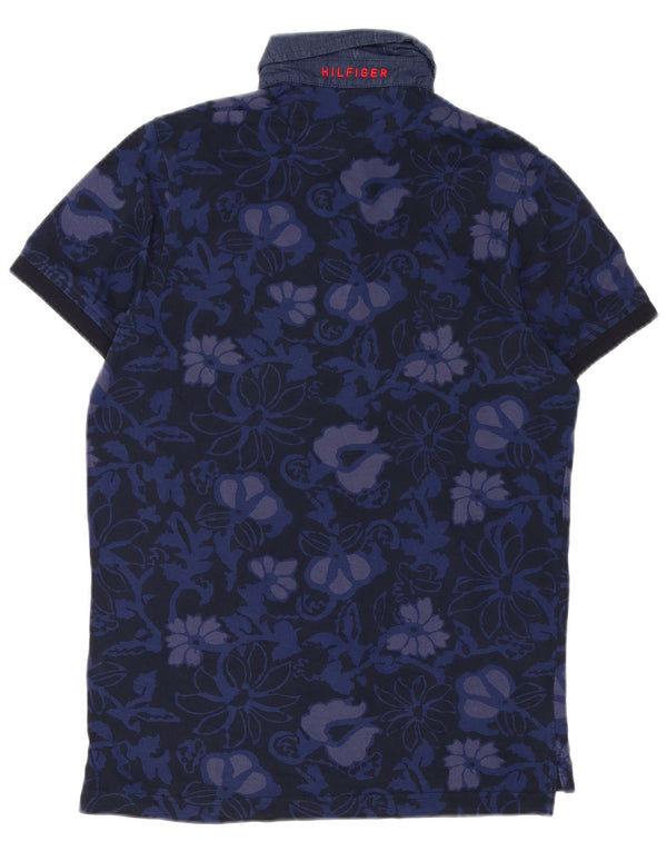 Polo slim fit da uomo Tommy Hilfiger piccola in cotone floreale blu navy