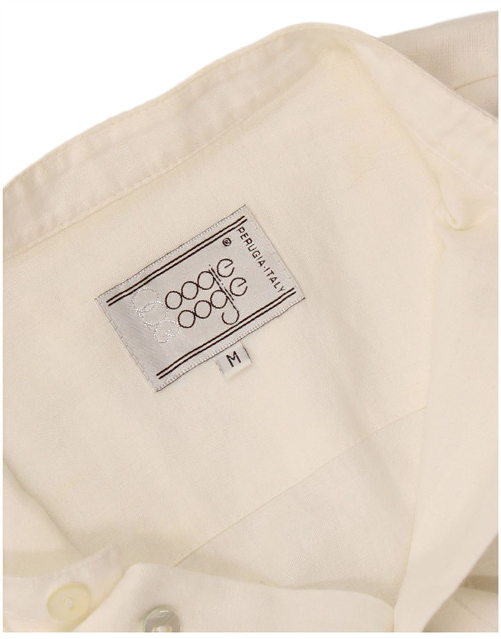 Camicia pullover vintage da uomo con maniche a 3/4 bianco medio