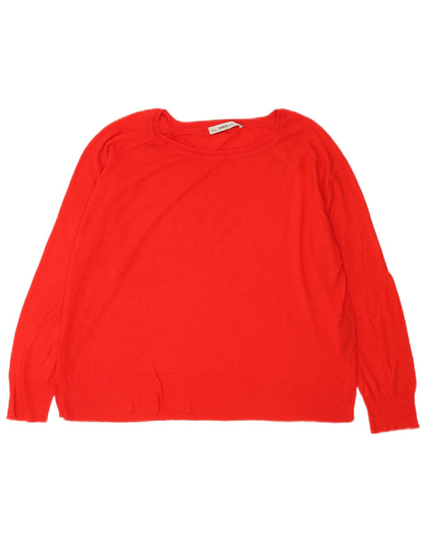 Maglione Zara da donna con scollo a barca UK 16 grande viscosa arancione