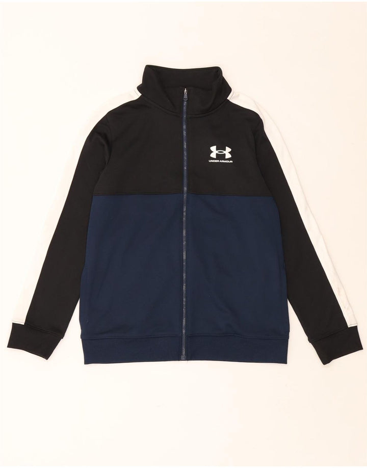 UNDER ARMOUR Boys Tracksuit Top Jacket 9-10 Years Medium Navy Blue Sports