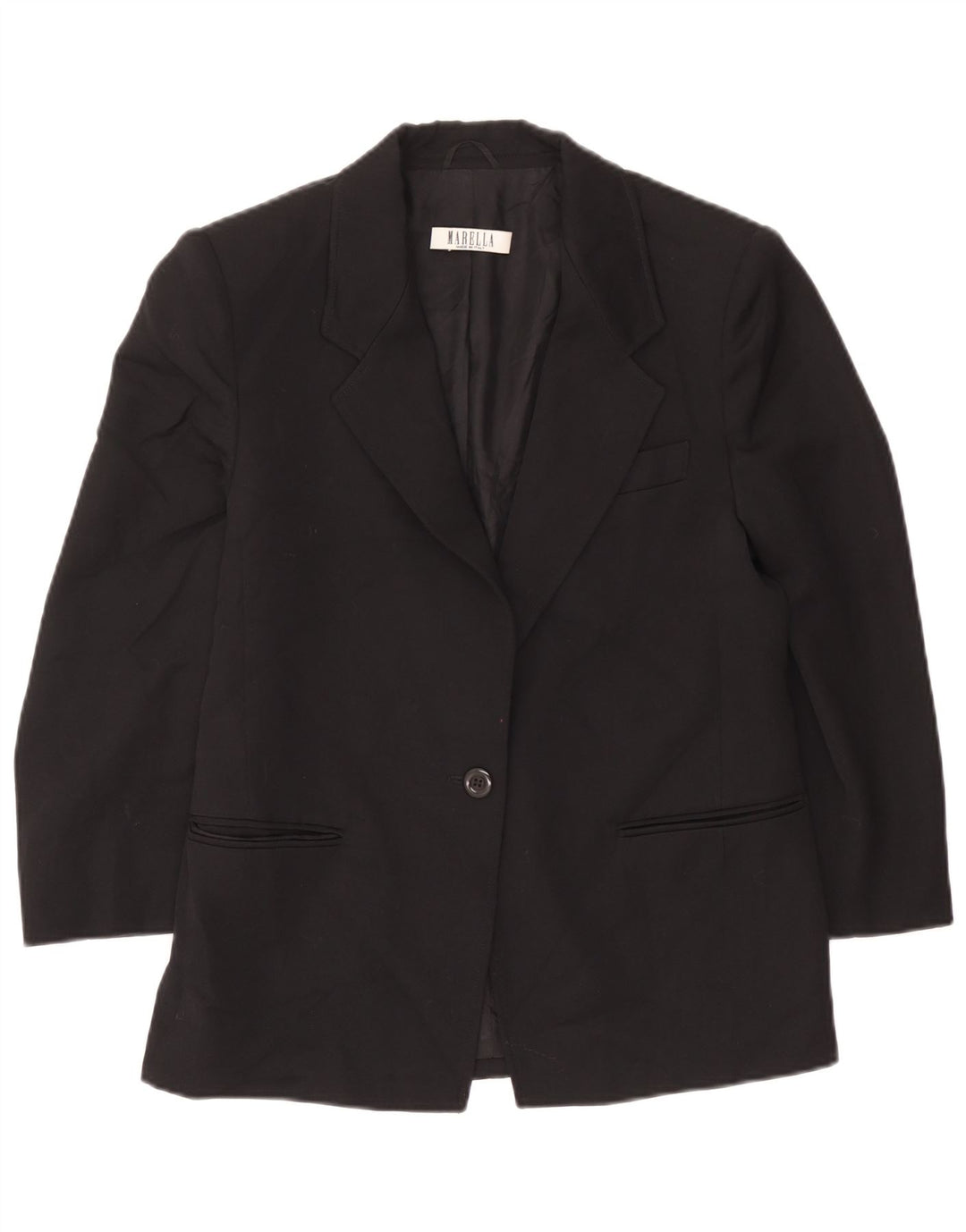 Giacca blazer da donna a 1 bottone Marella UK 14 grande lana nera