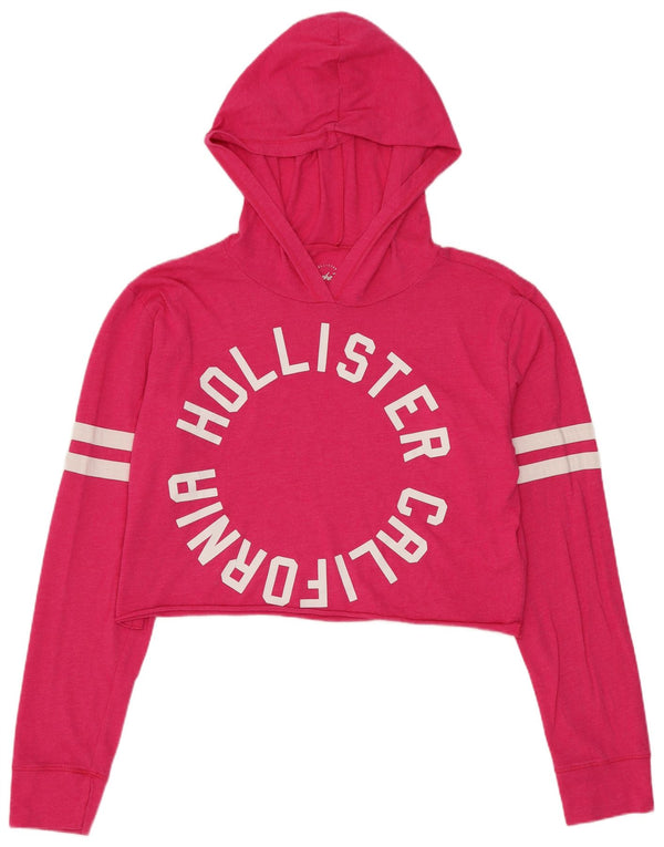 Felpa con cappuccio grafica Hollister oversize da donna, taglia UK 10, piccola, rosa