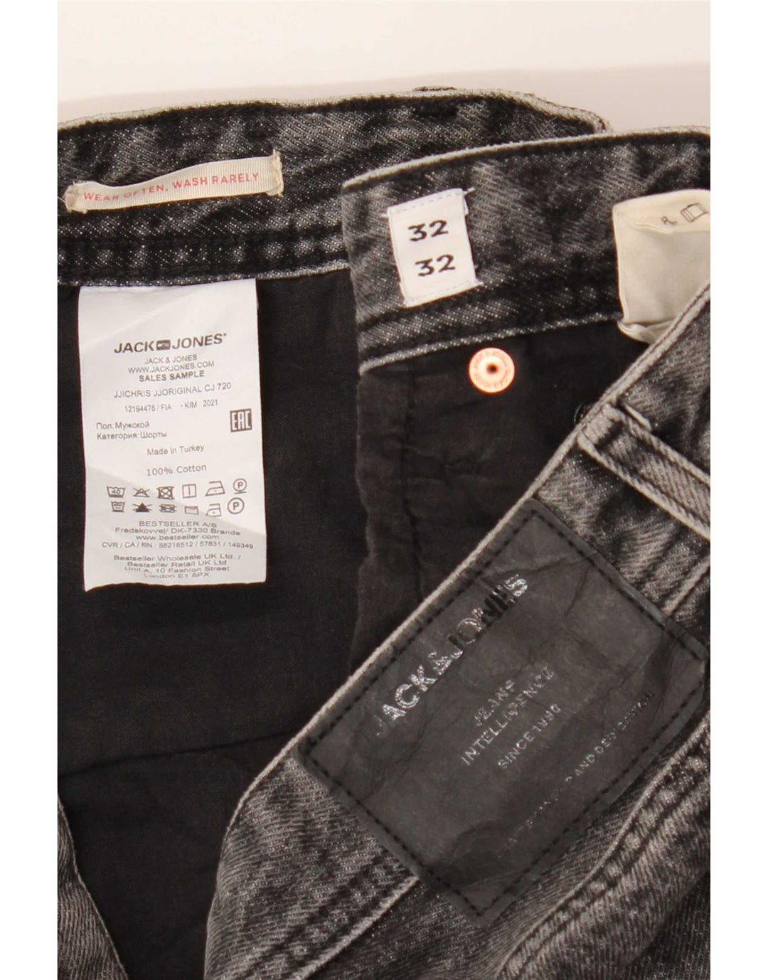 Jeans dritti da uomo Jack & Jones W32 L32 cotone grigio