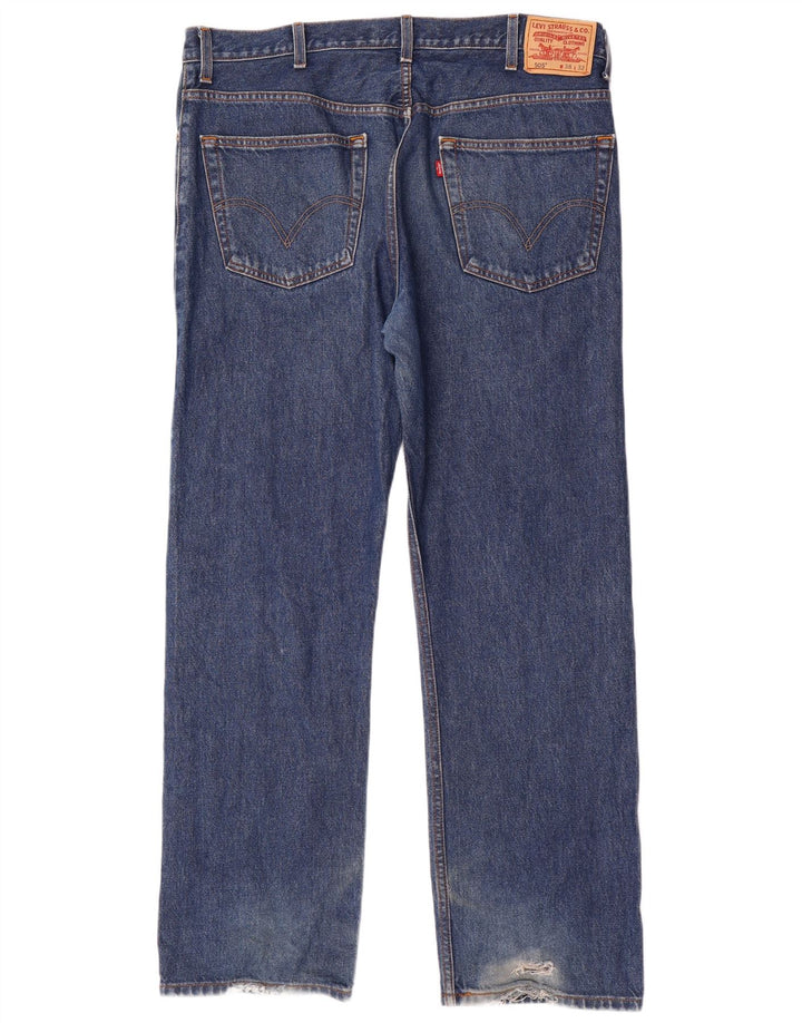 LEVI'S Mens 505 Regular Fit Straight Jeans W38 L32 Blue Cotton