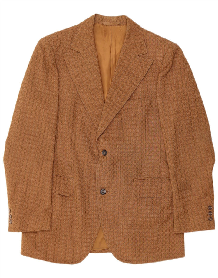 Giacca blazer da uomo a 2 bottoni Varteks IT 48 Lana geometrica marrone medio