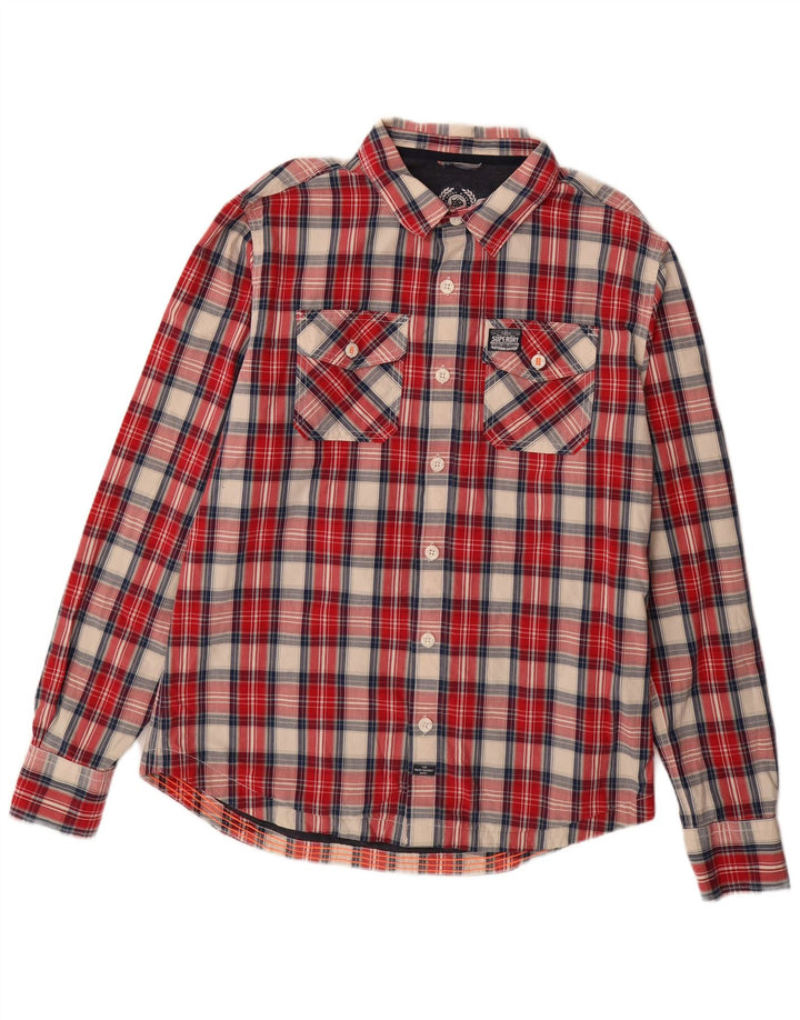 Camicia da uomo SUPERDRY 2XL Cotone a quadri rossi