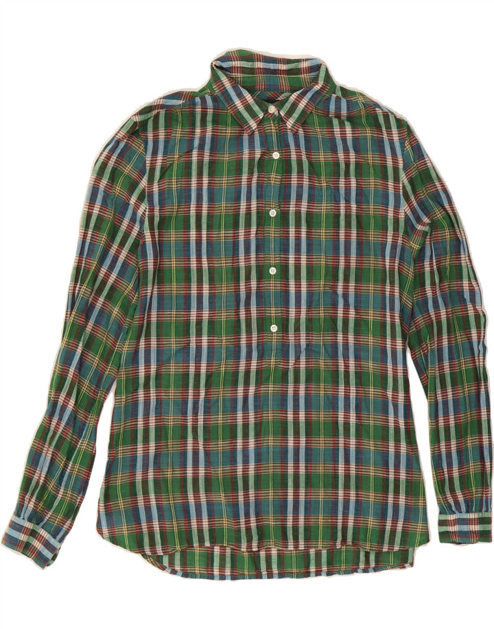 J. CREW Womens Shirt US 6 Medium Green Check Cotton Vintage J. Crew and Second-Hand J. Crew from Messina Hembry 